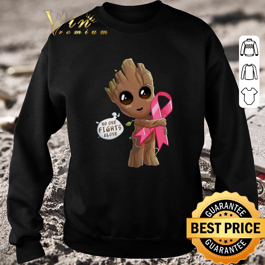 Premium Baby Groot hug Breast Cancer no one fights alone shirt 6 Premium Baby Groot hug Breast Cancer no one fights alone shirt
