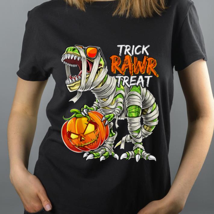 Premium Dinosaur Halloween Mummy Costume Pumpkin Jack-O-Lantern Boys shirt