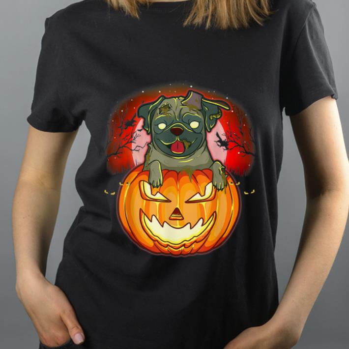 Premium Halloween Pug Zombie Jack O Lantern Dog Puppy Pumpkin Gifts shirt