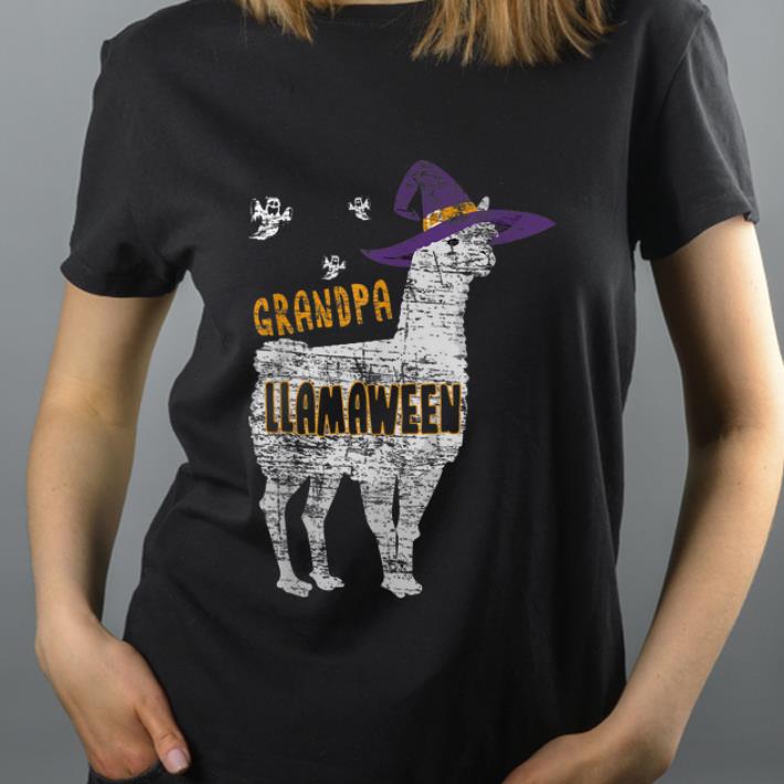 Premium Witch Llama Halloween Grandpa Llama Family Gift shirt
