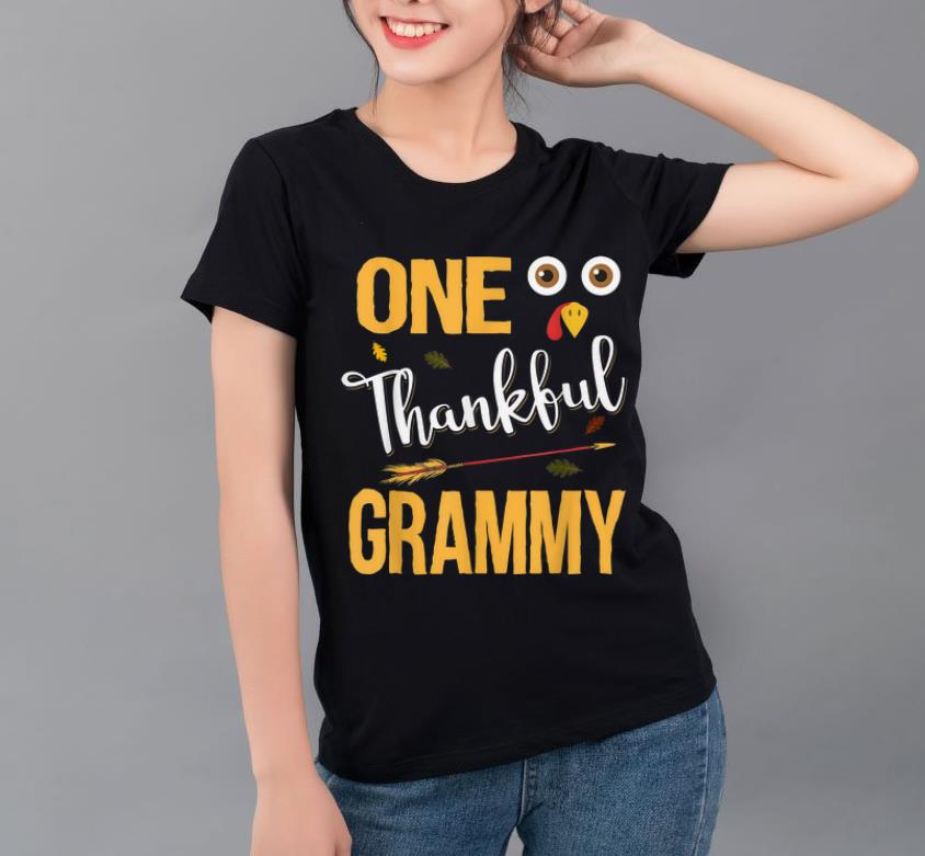 Pretty One Thankful Grammy Funny Thanksgiving Turkey shirt