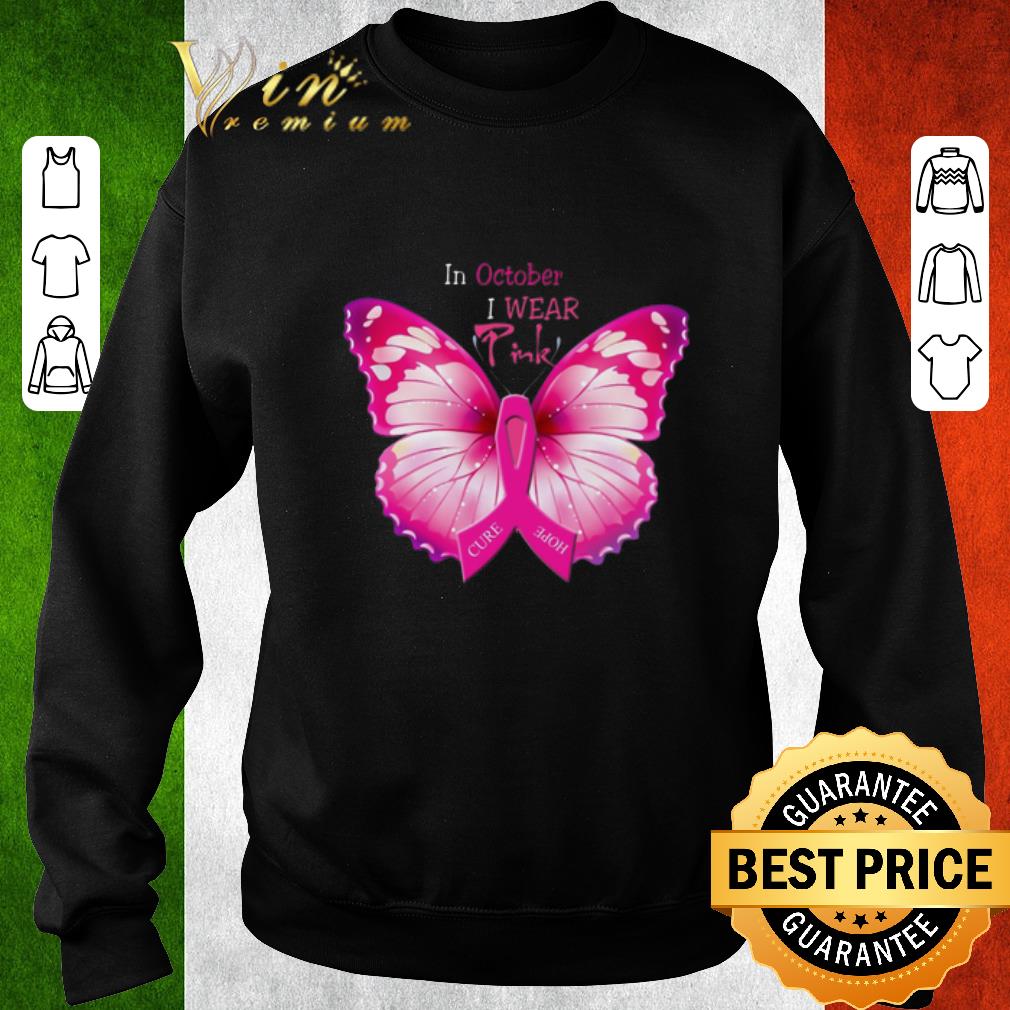 Top Butterfly in october i wear Pink Breast Cancer Awareness shirt 2 Top Butterfly in october i wear Pink Breast Cancer Awareness shirt