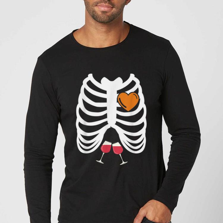 Top Skeleton Pregnancy Wine X-Ray Halloween Costume Gift shirt