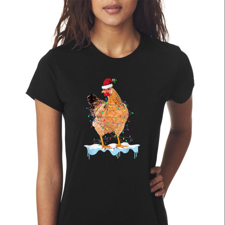 Awesome Chicken Lights Santa Hat Christmas Chicken Lover Xmas shirt 3 Awesome Chicken Lights Santa Hat Christmas Chicken Lover Xmas shirt 3