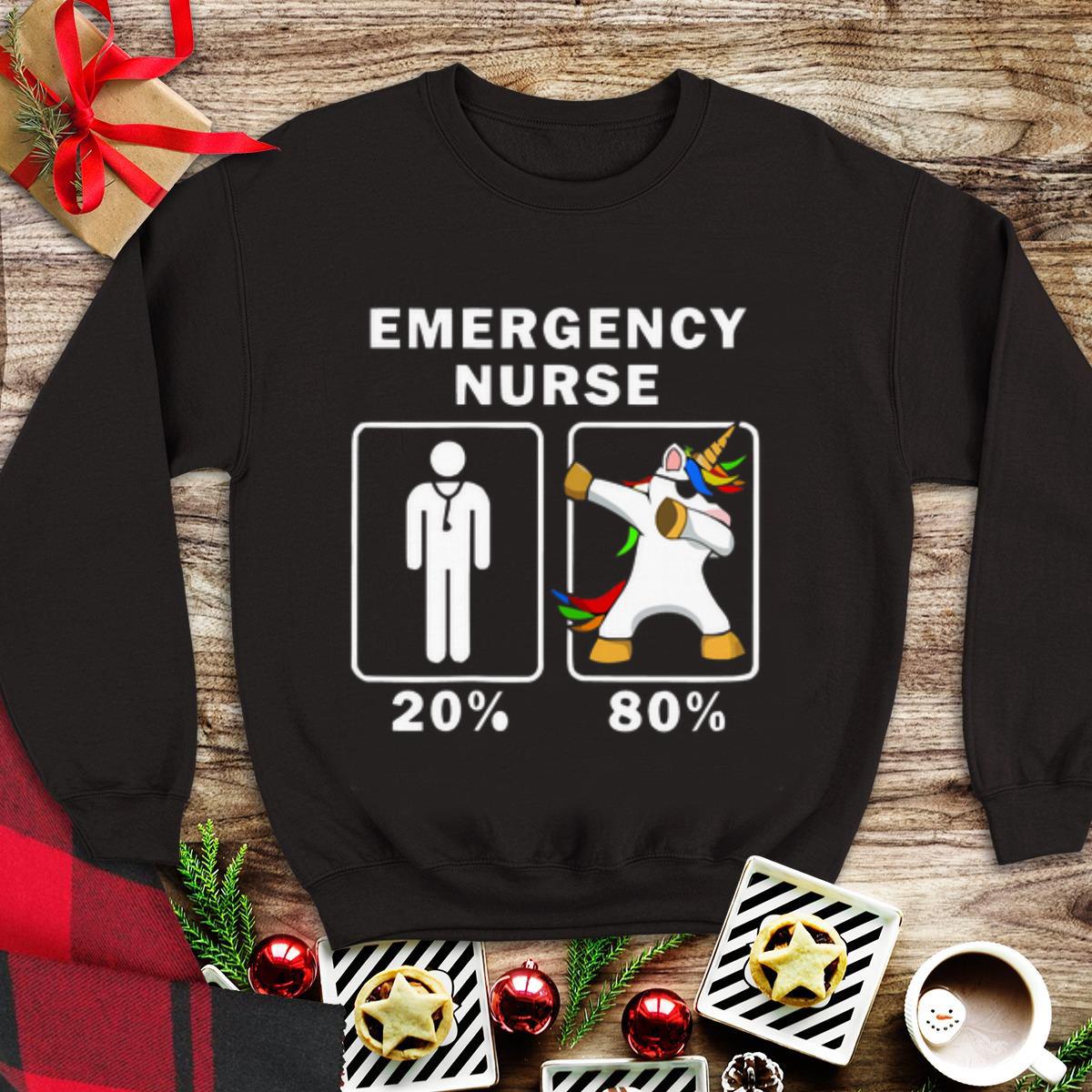 Awesome Emergency Nurse Unicorn Dabbing 20% 80% shirt