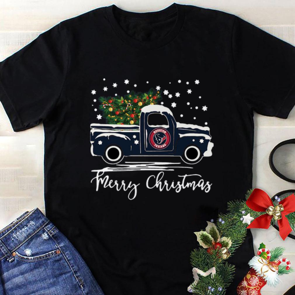 Awesome Houston Texans pickup truck Merry Christmas shirt