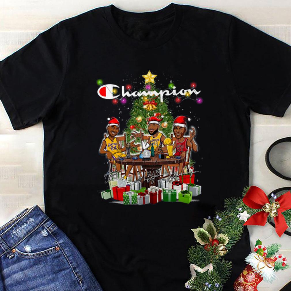 Awesome Lebron James Kobe Bryant Michael Jordan Champion Christmas Tree shirt