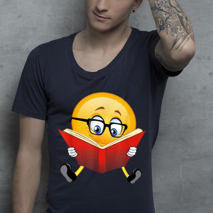 Awesome Nerdy Reading Emoji Funny Christmas Cute Book Lover Gift shirt