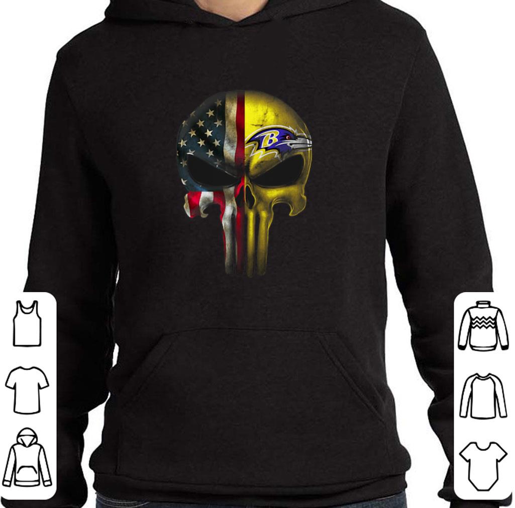 Awesome Punisher Skull American flag Baltimore Ravens shirt