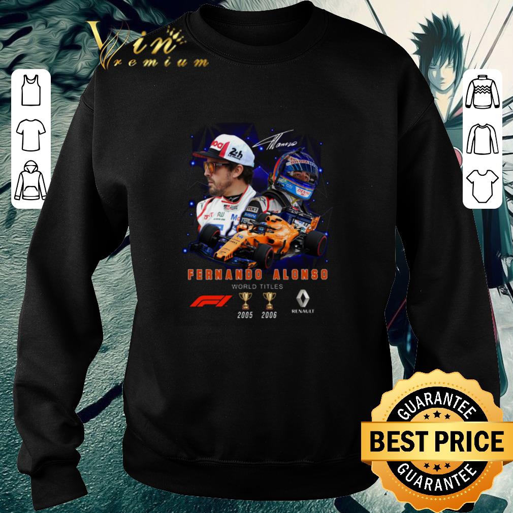Hot Fernando Alonso Signature 2 cup world titles shirt