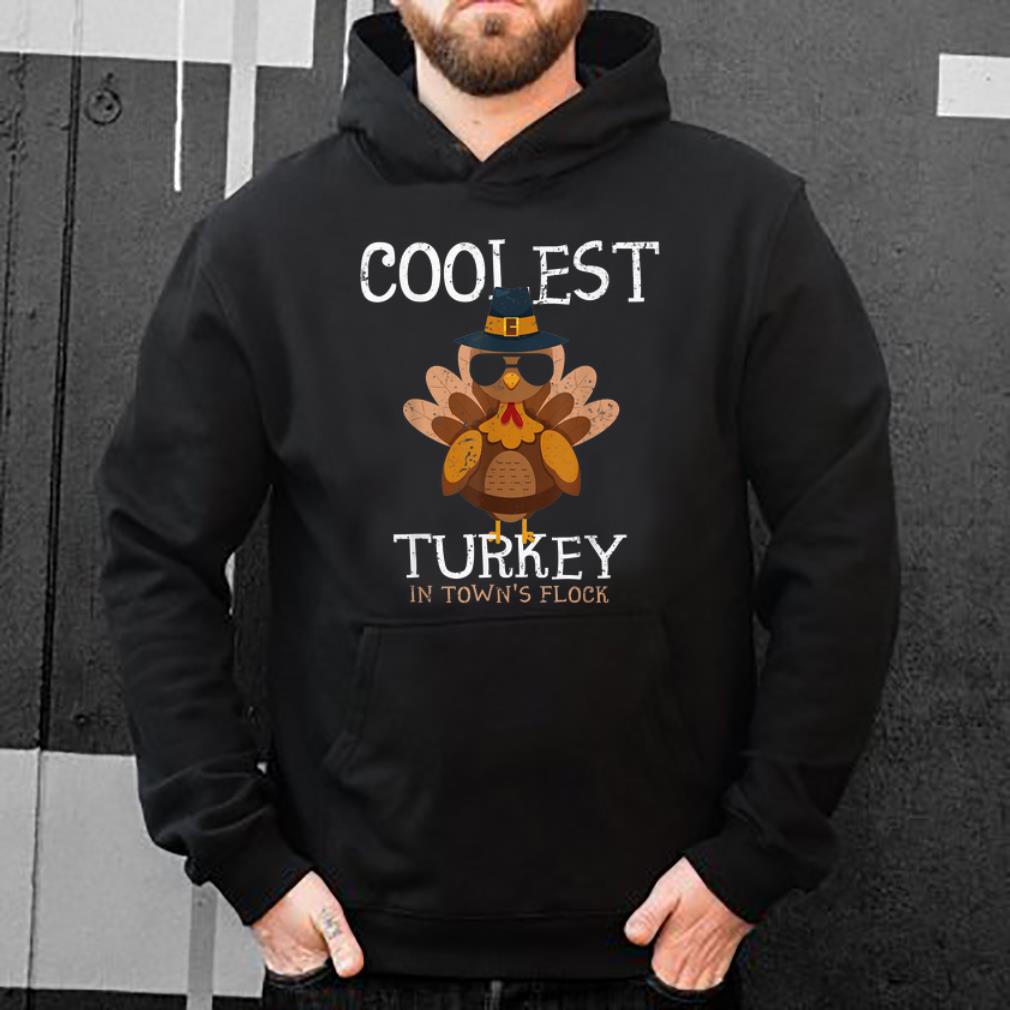 Hot Kids Coolest Turkey In The Town's Flock Thanksgiving boys shirt