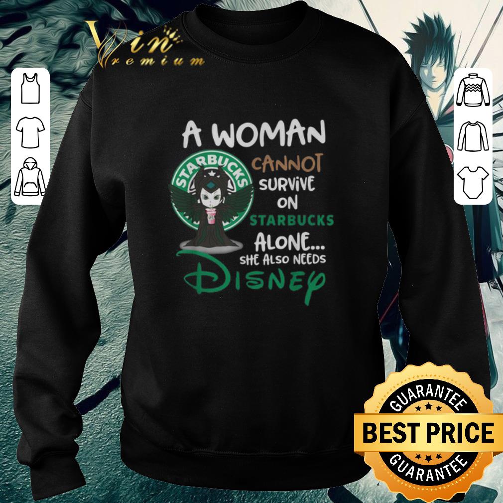 Hot Maleficent a woman cannot survive on Starbucks alone Disney shirt