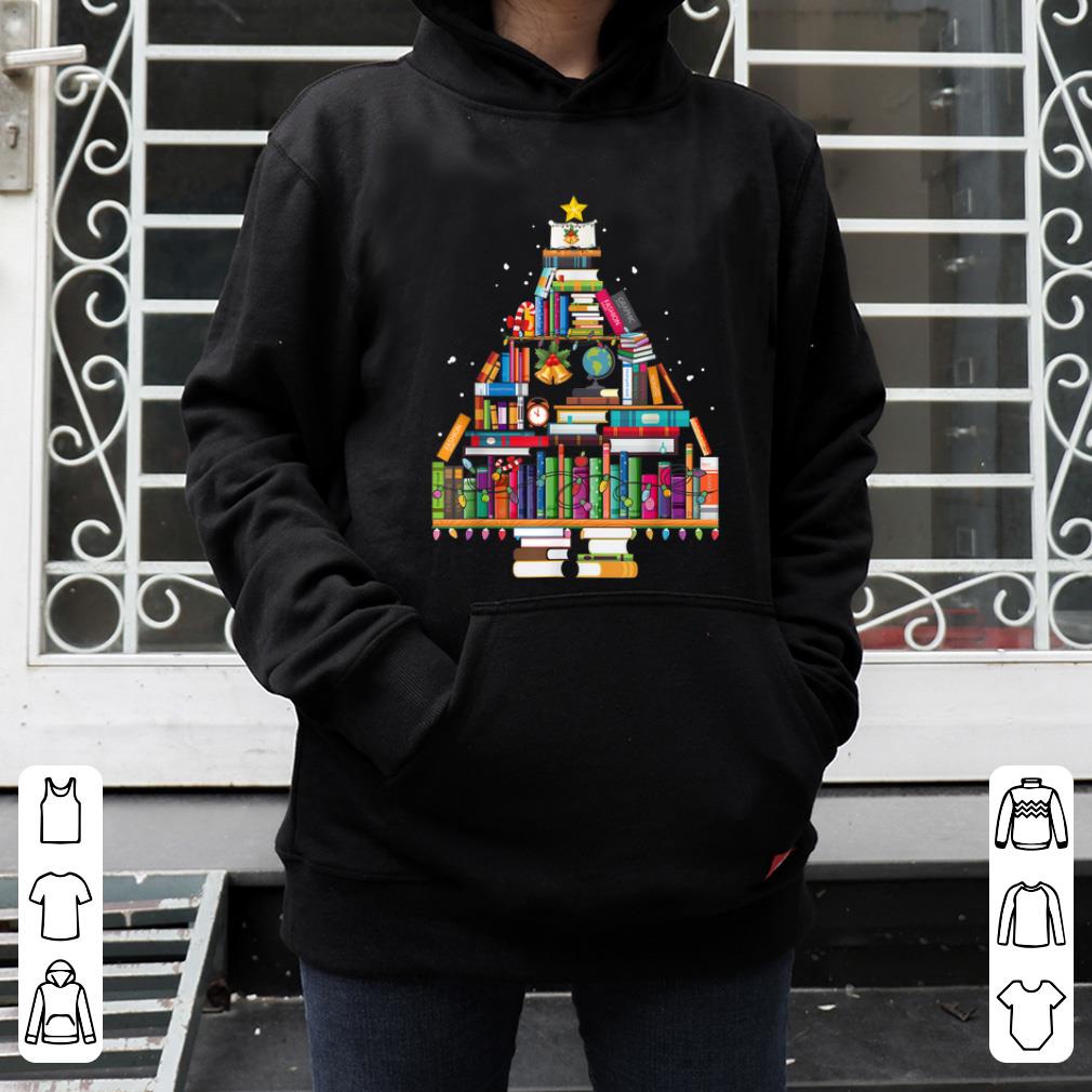 Official Christmas Library Tree Gift For Librarian And Book Lover shirt
