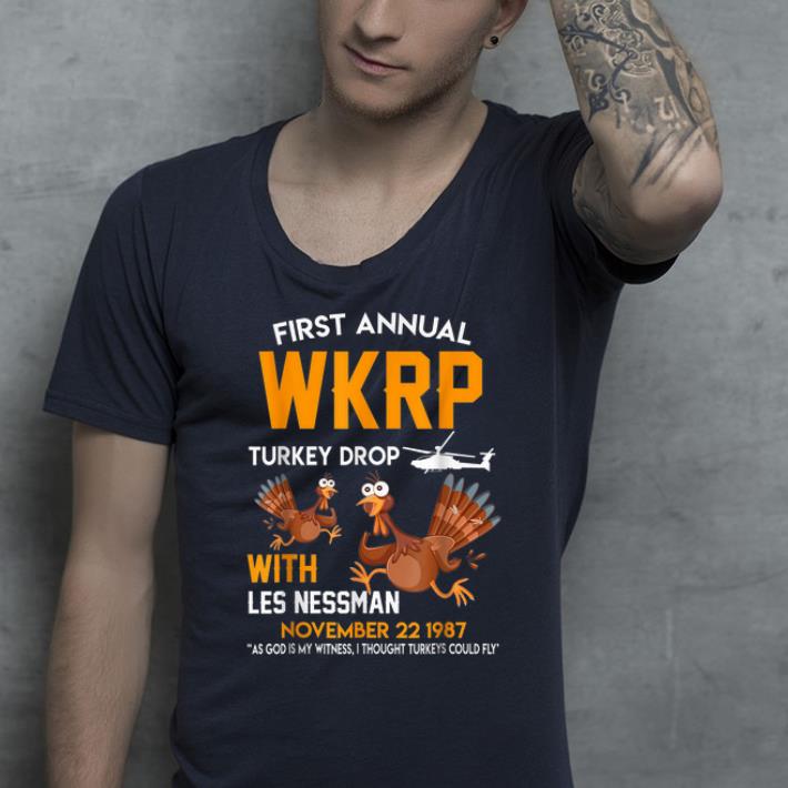 Official WKRP Turkey Drop Thanksgiving Les Nessman shirt