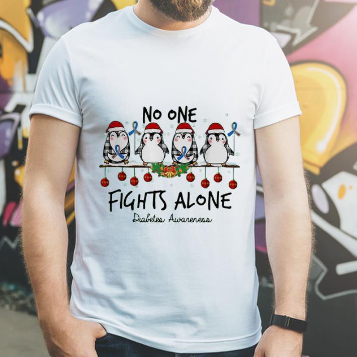 Original Christmas Penguins No One Fights Alone Diabetes Awareness shirt