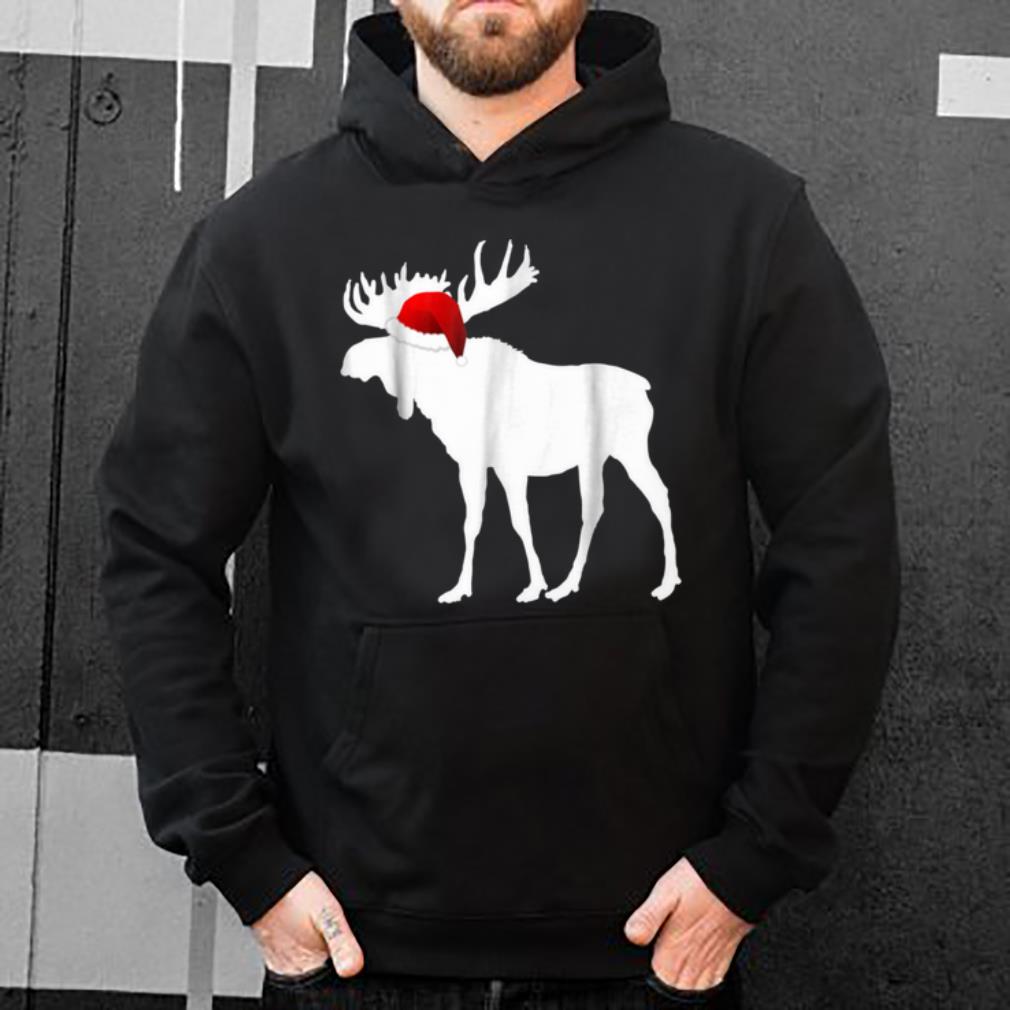 Premium Christmas Pajama - Christmas Moose Santa Hat Tee sweater