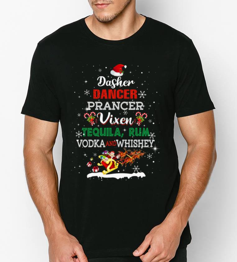 Premium Dasher Dancer Prancer Vixen Tequila Rum Vodka Whiskey Christmas shirt