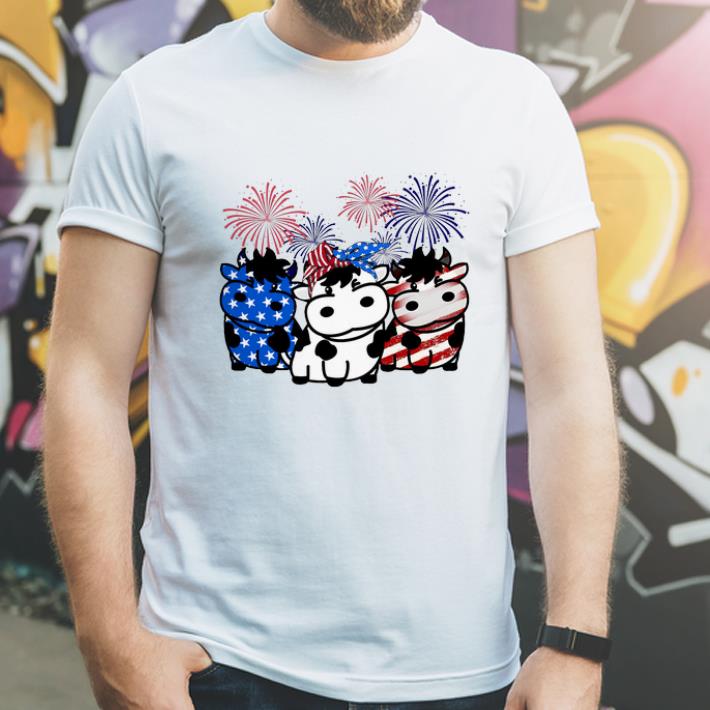 Pretty America Flag Cow Red White And Blue shirt