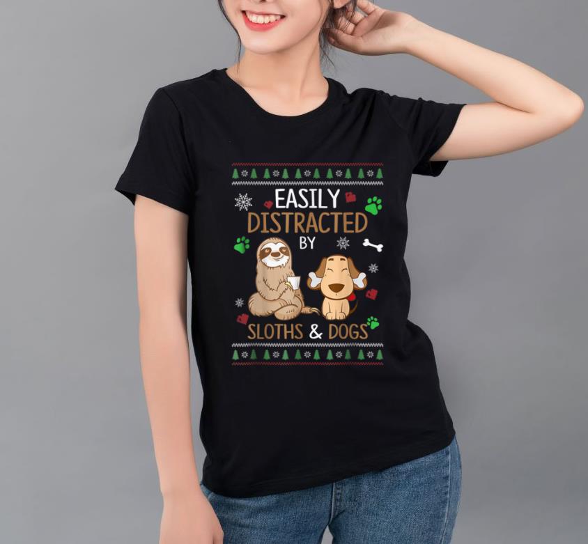 Pretty Easily Distracted By Sloths And Dogs Christmas shirt