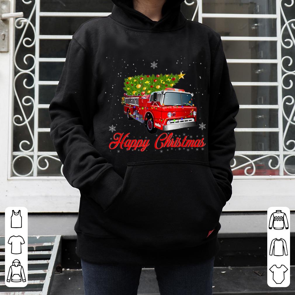 Pretty Funny Firefighter Christmas Tee Tree On Truck Fire Xmas sweater