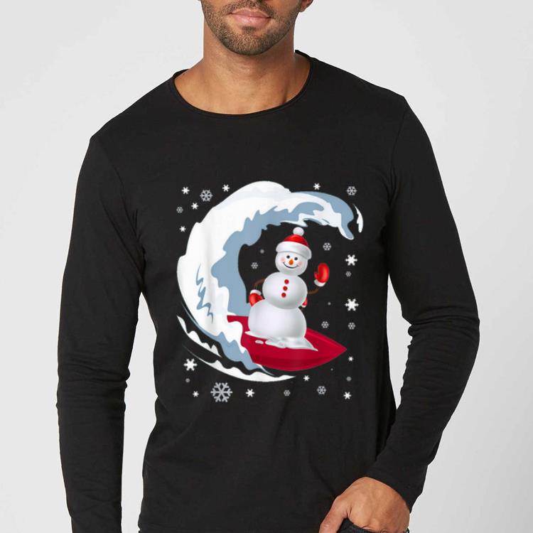 Pretty Happy Surfer Snowman Xmas Christmas shirt