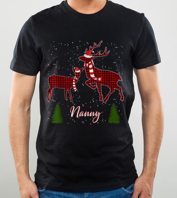 Pretty Red Plaid Nanny Reindeer Buffalo Matching Family Christmas shirt