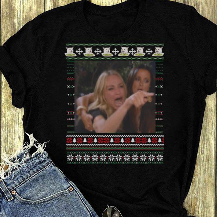 Pretty Woman Yelling At A Cat Meme Cat Lovers Ugly Christmas shirt