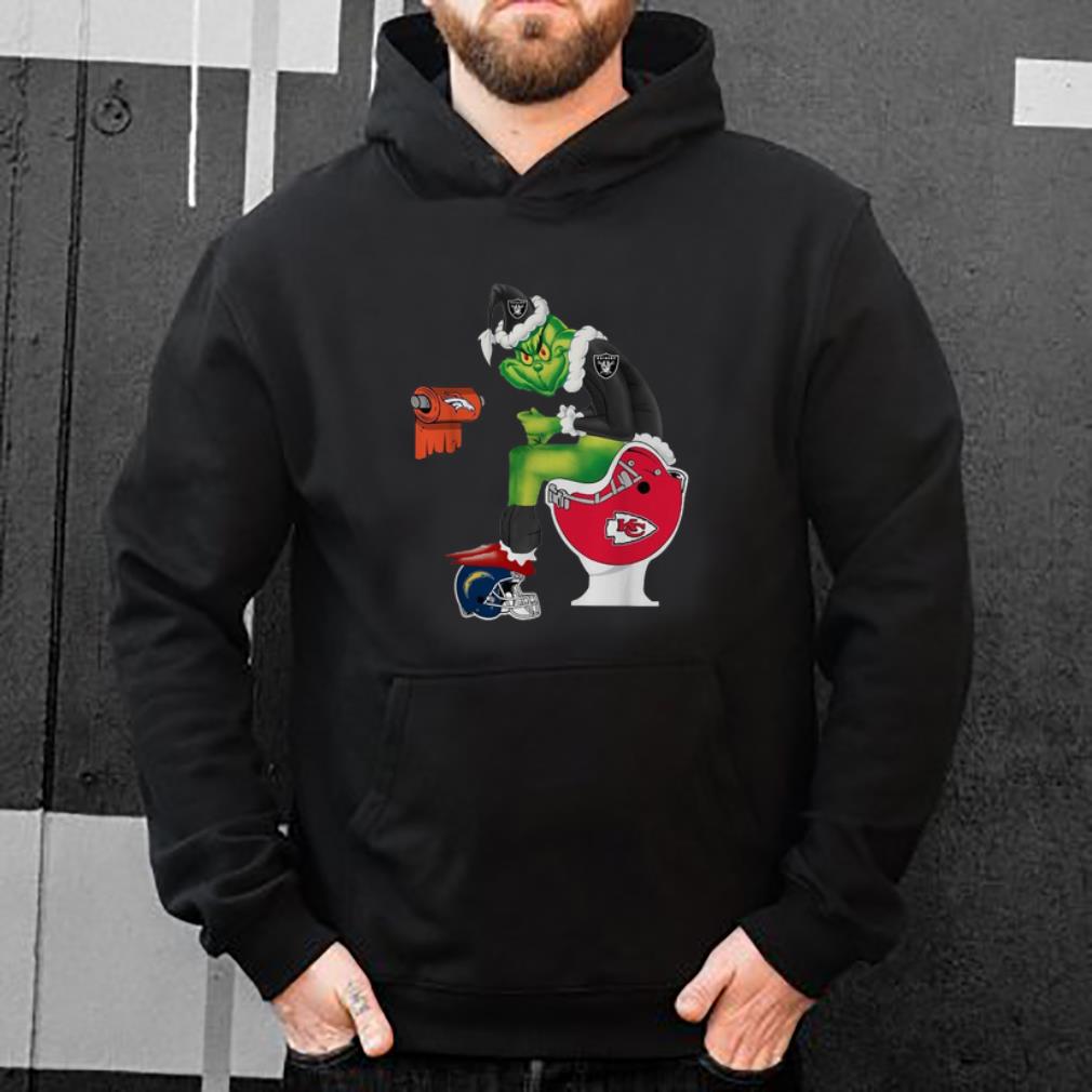 Top Oakland Raiders Grinch Santa sitting Kansas City Chiefs Toilet Denver Broncos Los Angeles Chargers shirt