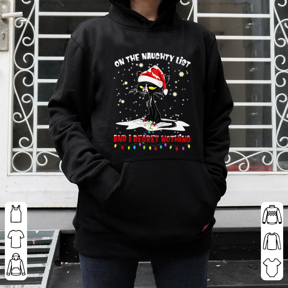 Top On The Naughty List And I Regret Nothing Black Cat shirt