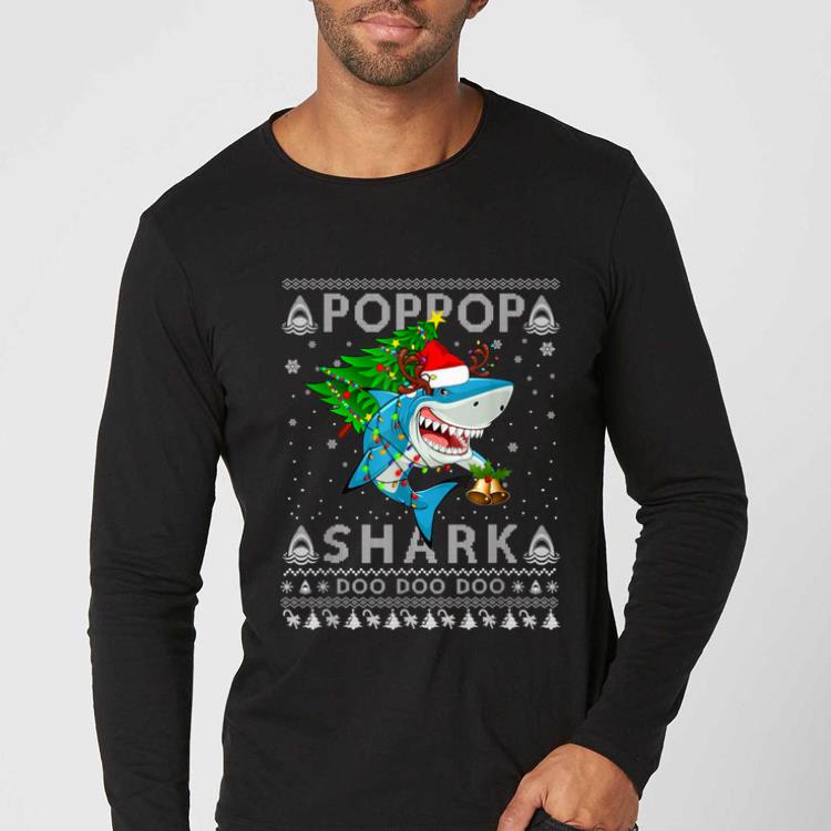 Top Poppop Shark Santa Christmas Family Matching Pajamas shirt