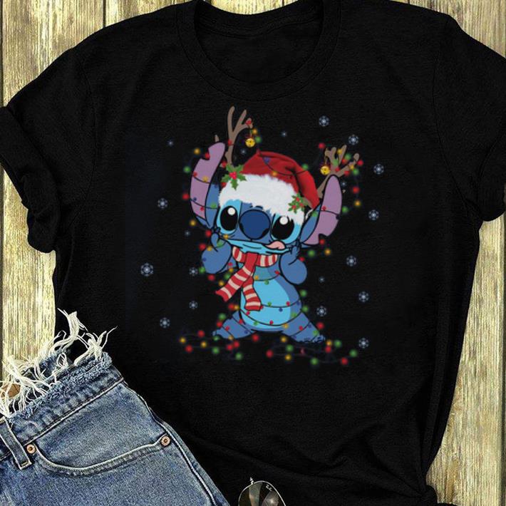 Awesome Santa Stitch Reindeer Light Christmas shirt