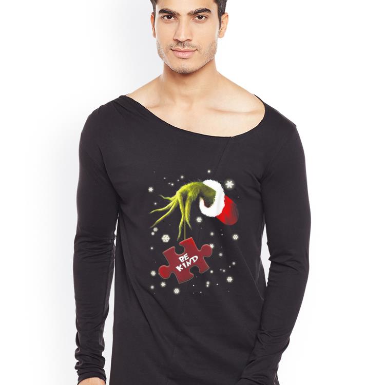 Beautiful Grinch Hand Be Kind Autism Awareness Christmas shirt