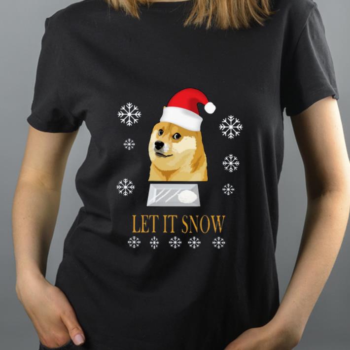 Beautiful Santa Doge Let It Snow Christmas shirt