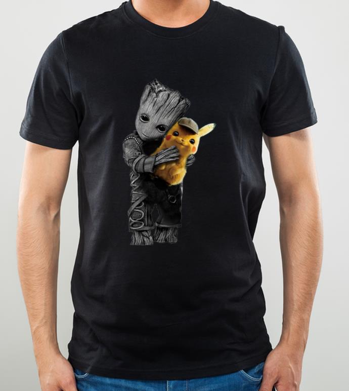 Nice Baby Groot Hug Pikachu shirt