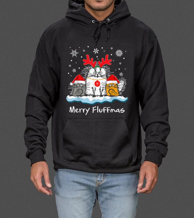 Official Christmas Cute Santa Cat Apparel Merry Fluffmas With Antlers sweater