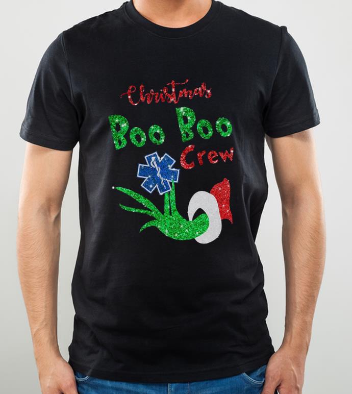 Official Grinch Hand Holding EMS Christmas Boo Boo Crew shirt
