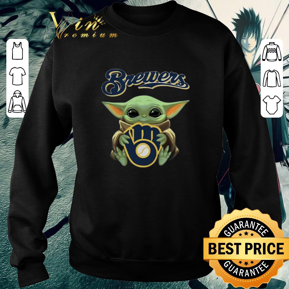 Premium Baby Yoda hug Milwaukee Brewers Star Wars Mandalorian shirt