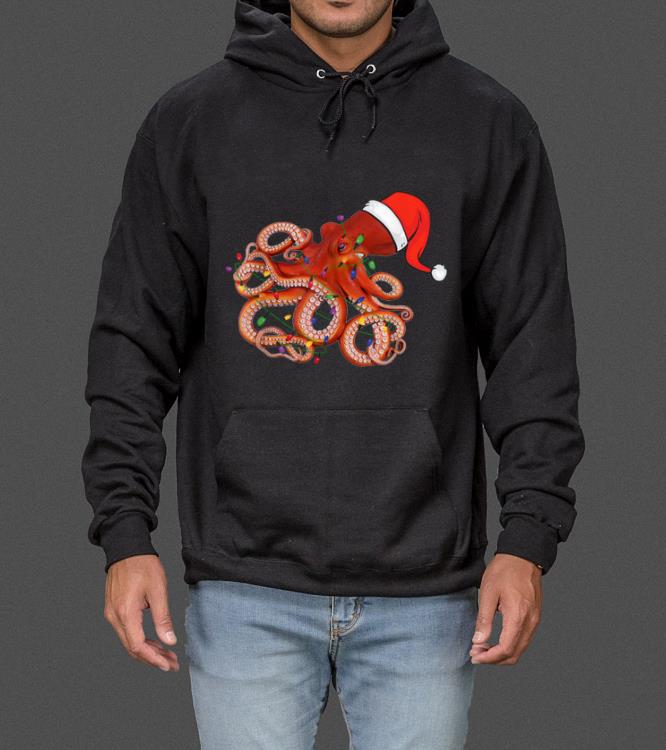 Premium Octopus With Santa's Hat Christmas Lights Family Gift sweater