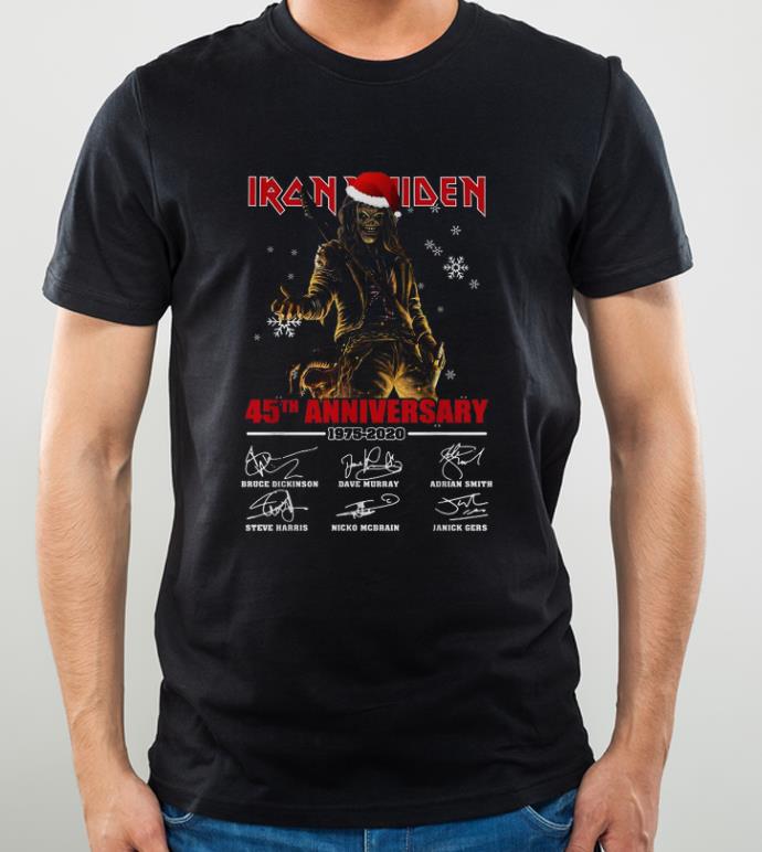 Pretty Iron Maiden Santa 45th anniversary 1975 2020 signatures shirt