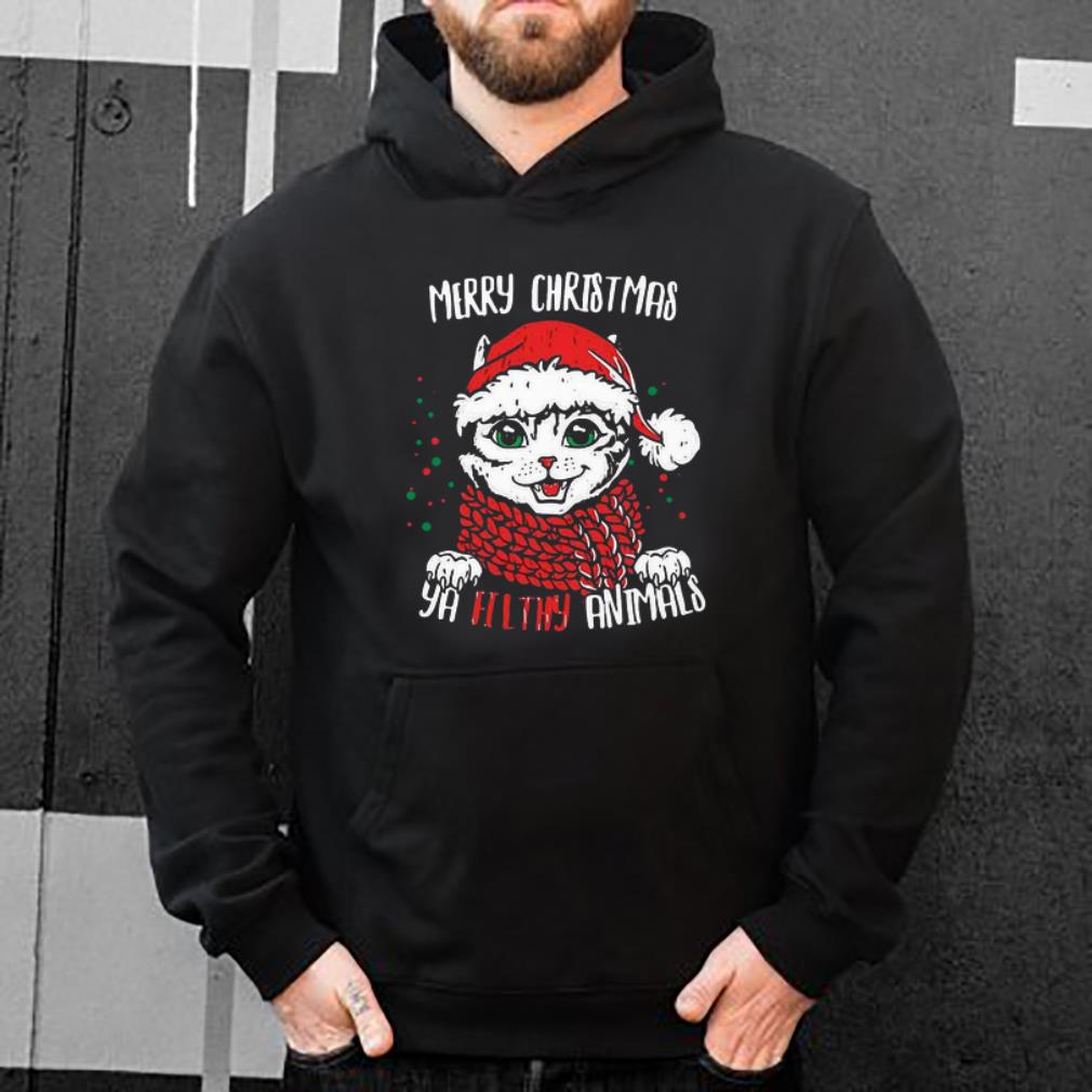 Pretty Ya filthy animal Santa Cat Merry christmas shirt