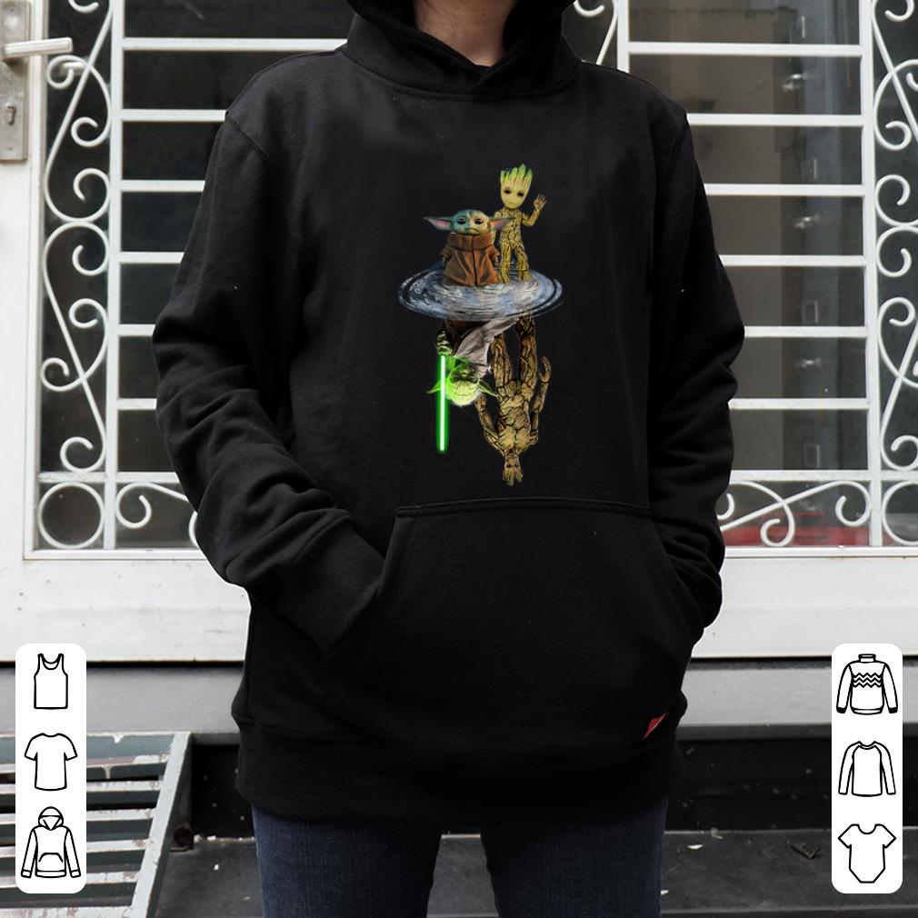 Top Baby Yoda And Baby Groot Water Reflection Master Yoda shirt
