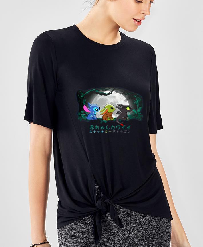 Top Baby Yoda and Stitch and Toothless shirt