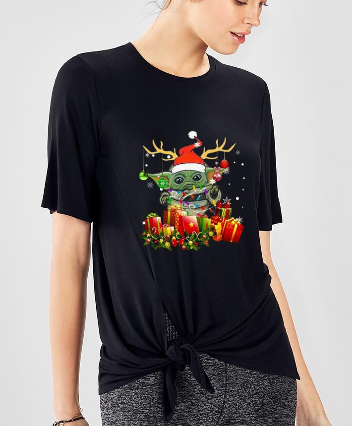 Top Santa Baby Yoda Reindeer light christmas shirt