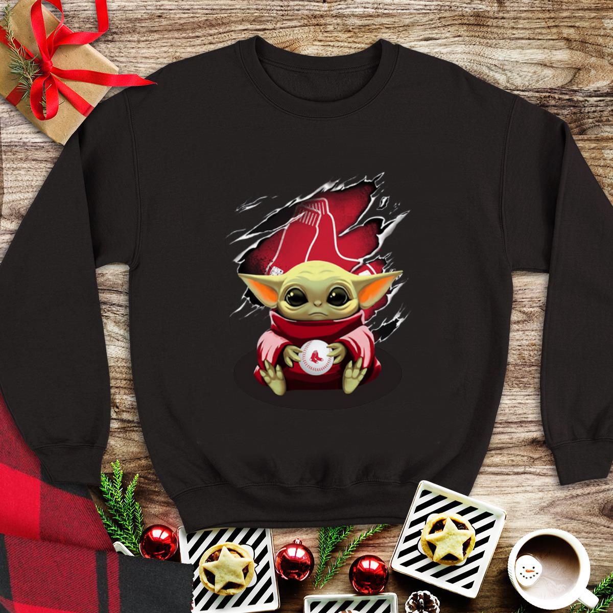Awesome Baby Yoda Blood Inside Boston Red Sox shirt