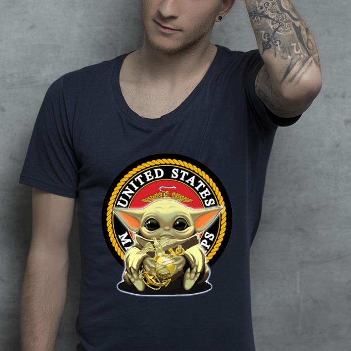 Awesome Baby Yoda Hug United States Marine Corps shirt