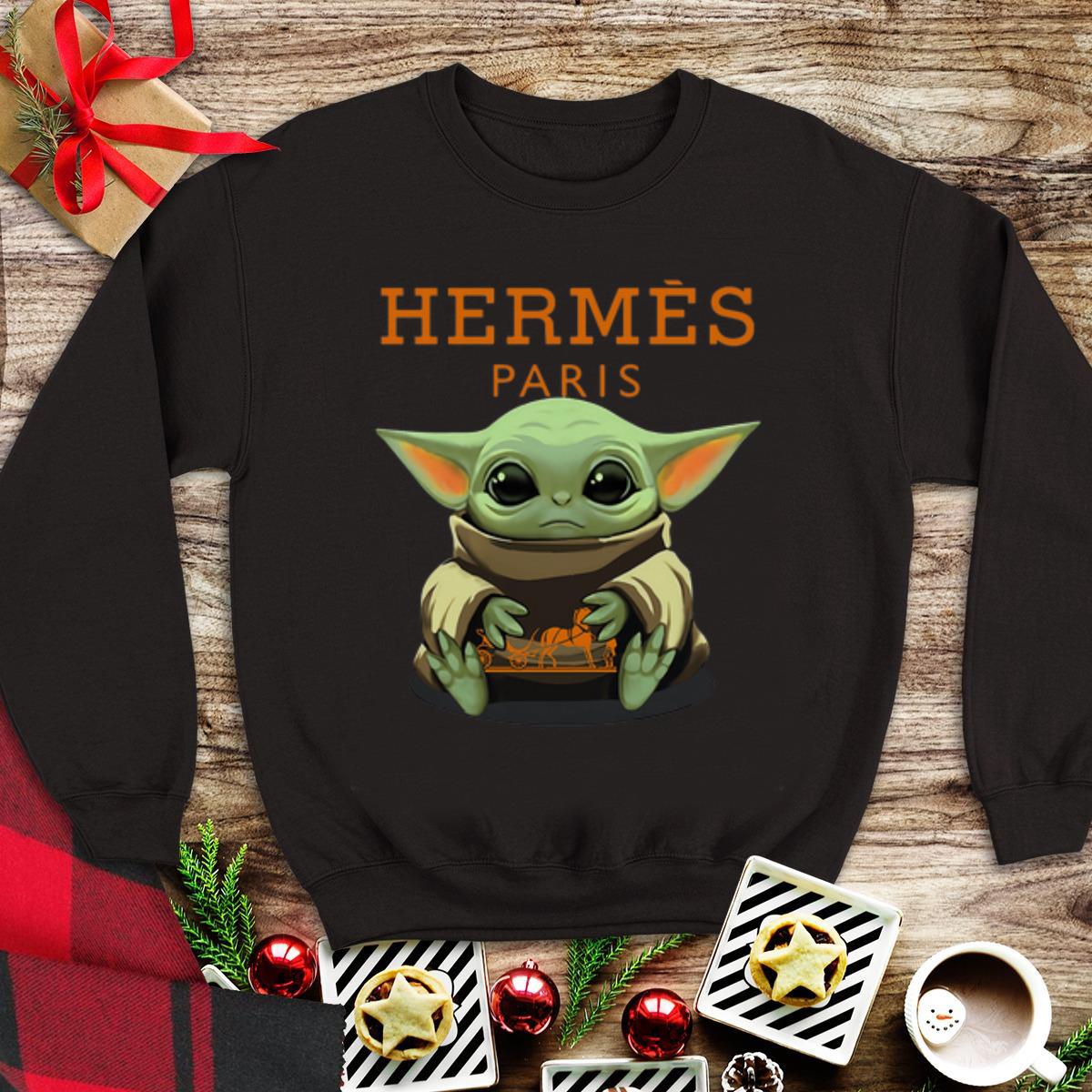 Awesome Baby Yoda hug Hermes Paris shirt