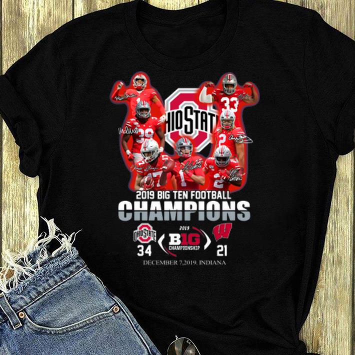 Awesome Ohio State Buckeyes 2019 Big Ten Football Champions Signatures shirt