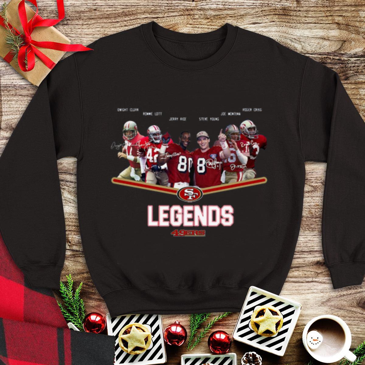 Awesome San Francisco 49ers Legends Dwight Clark Ronnie LOtt Jerry Rice shirt