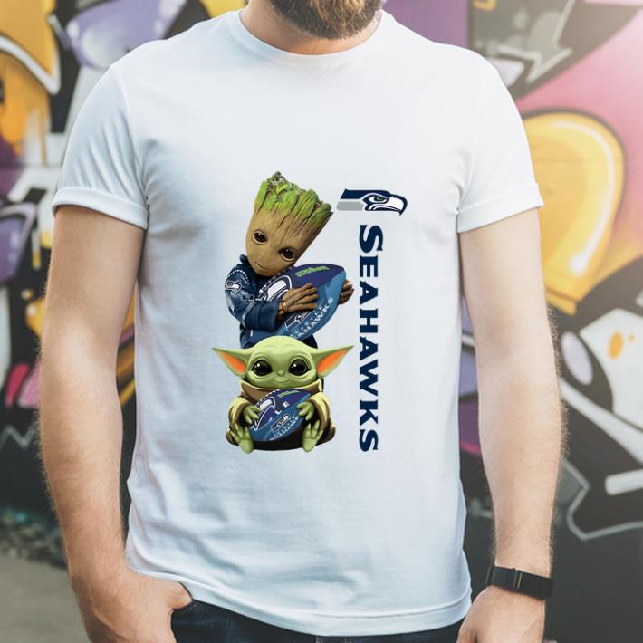 Premium Baby Groot And Baby Yoda Hug Seahawks shirt