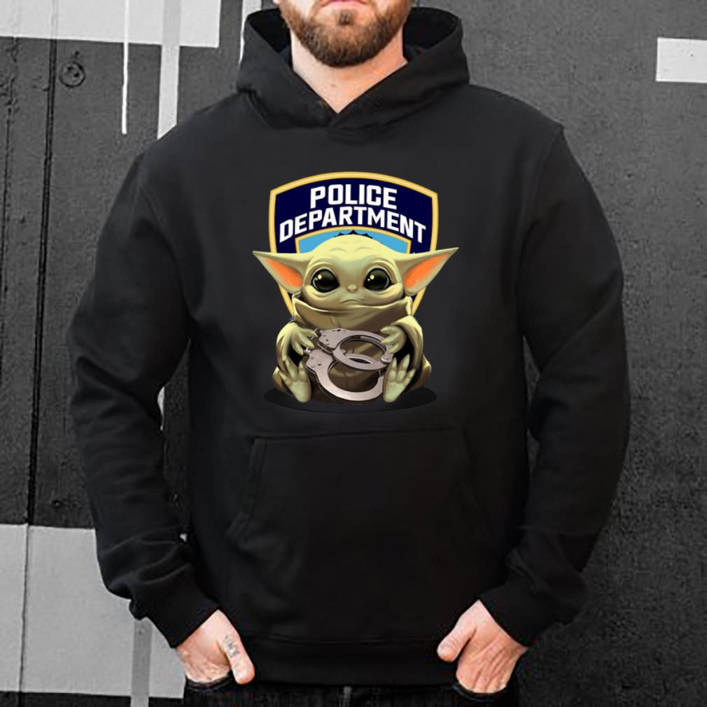 Pretty Baby Yoda hug Police Department shirt